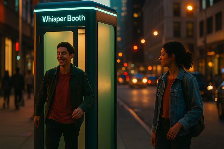 A sort of confession booth right in the middle of the street, but it makes you leave a happy person